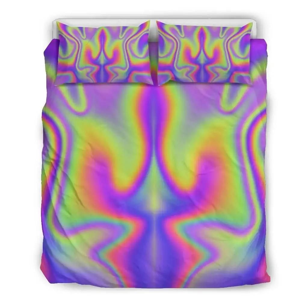 Abstract Holographic Trippy Print Duvet Cover Bedding Set