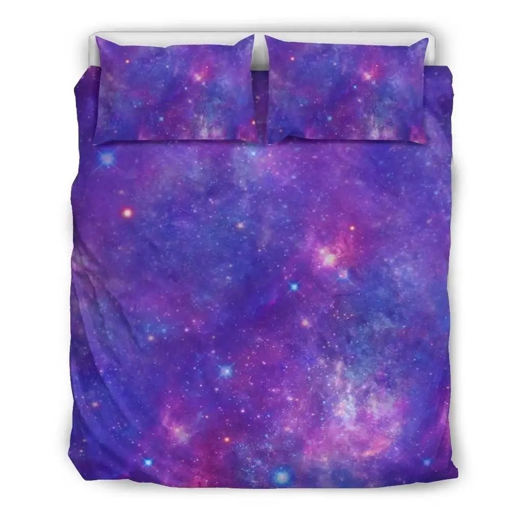Purple Stardust Cloud Galaxy Space Print Duvet Cover Bedding Set
