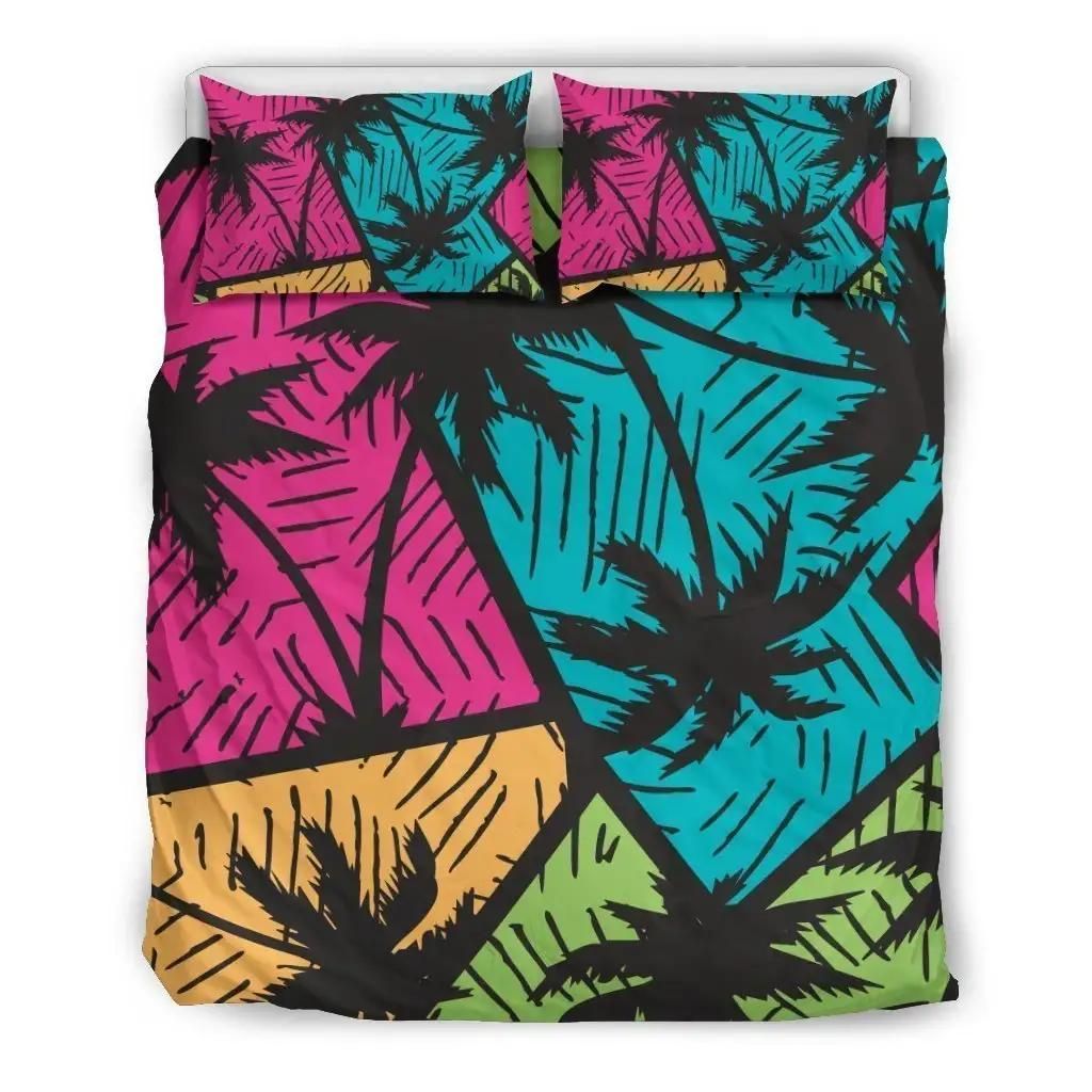 Colorful Palm Tree Pattern Print Duvet Cover Bedding Set