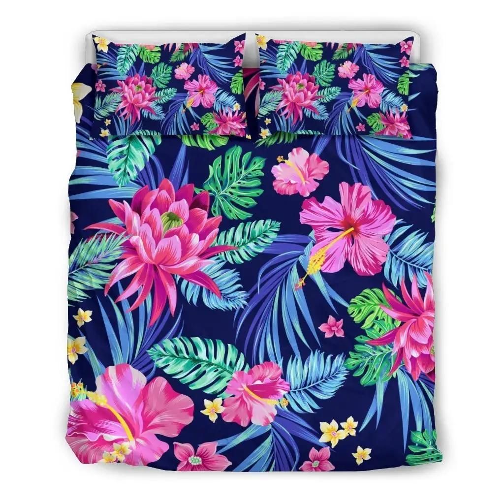 Blossom Tropical Flower Pattern Print Duvet Cover Bedding Set