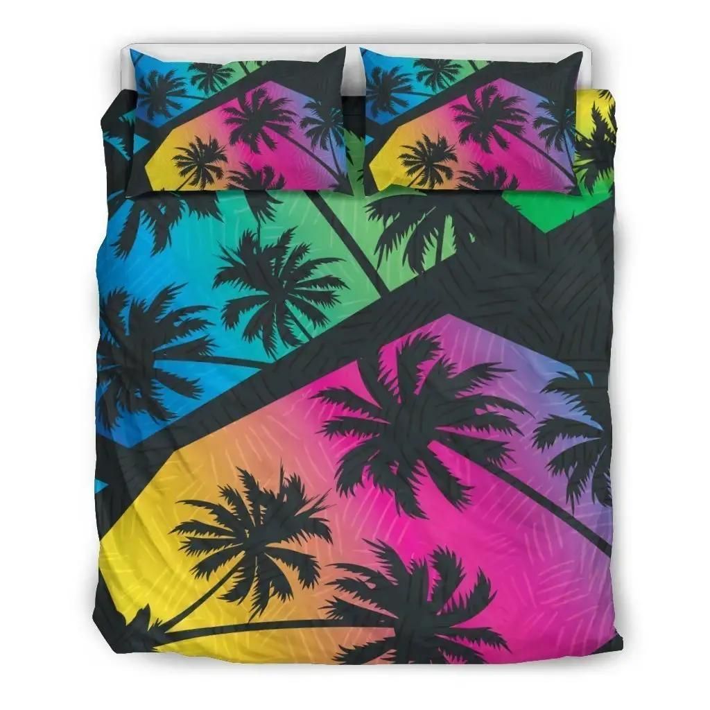 EDM Beach Palm Tree Pattern Print Duvet Cover Bedding Set