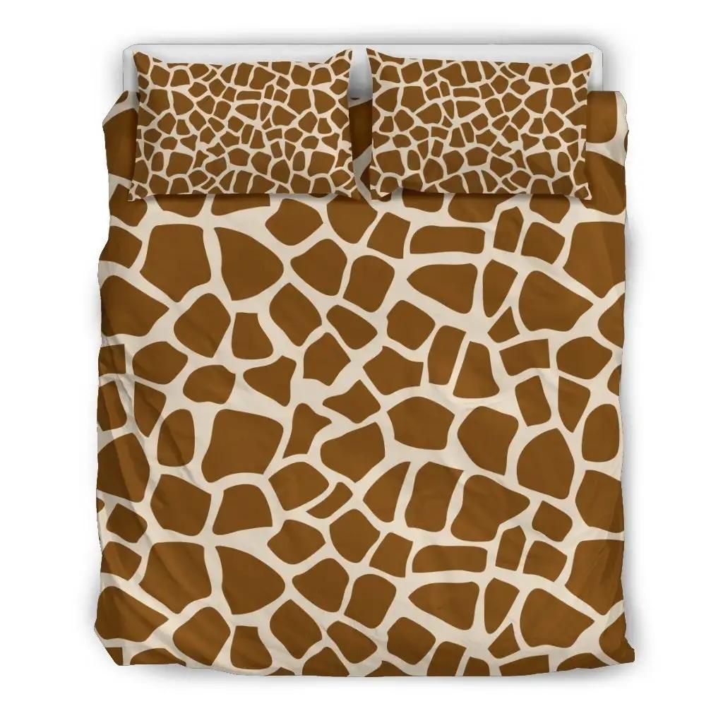Brown Giraffe Pattern Print Duvet Cover Bedding Set