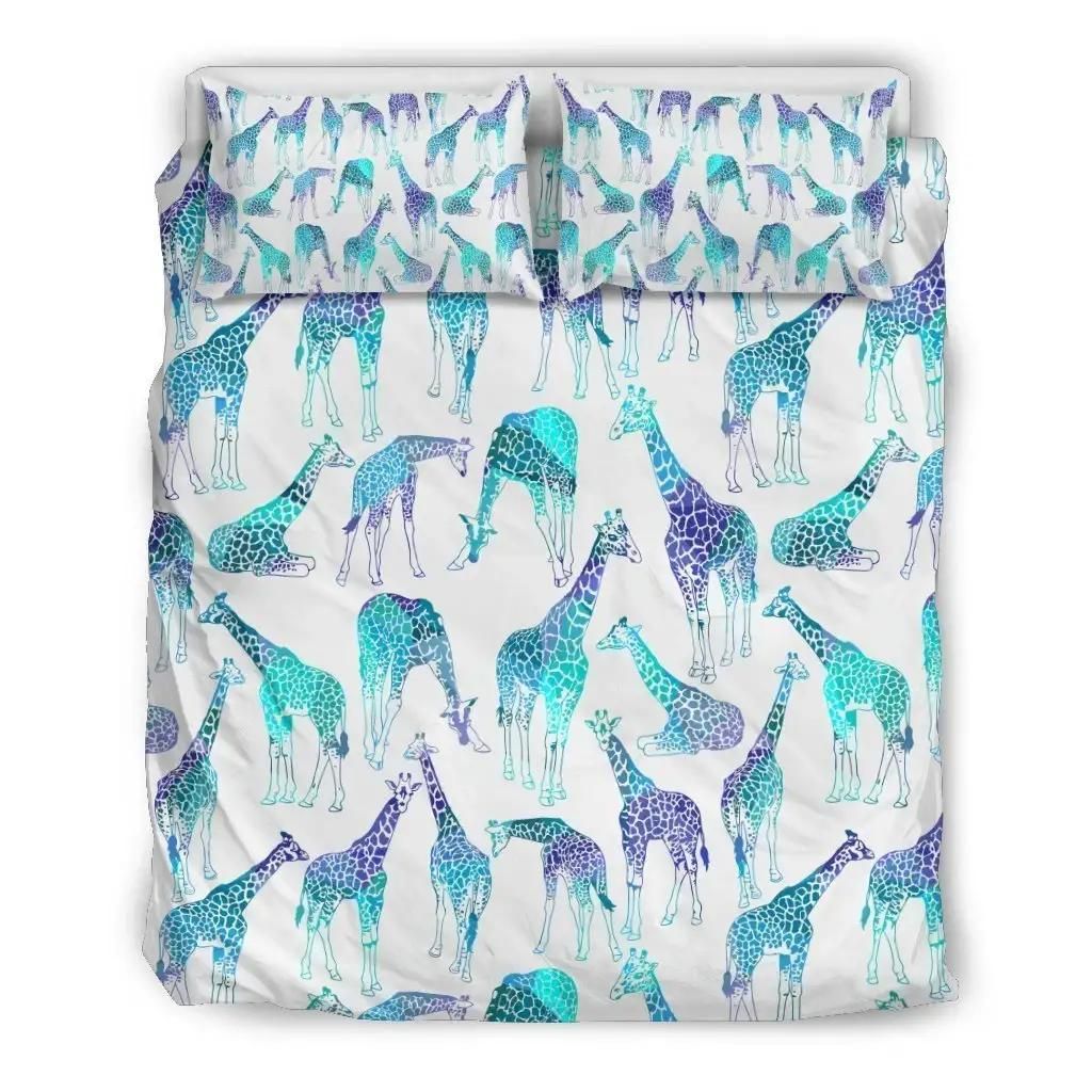 Turquoise Giraffe Pattern Print Duvet Cover Bedding Set