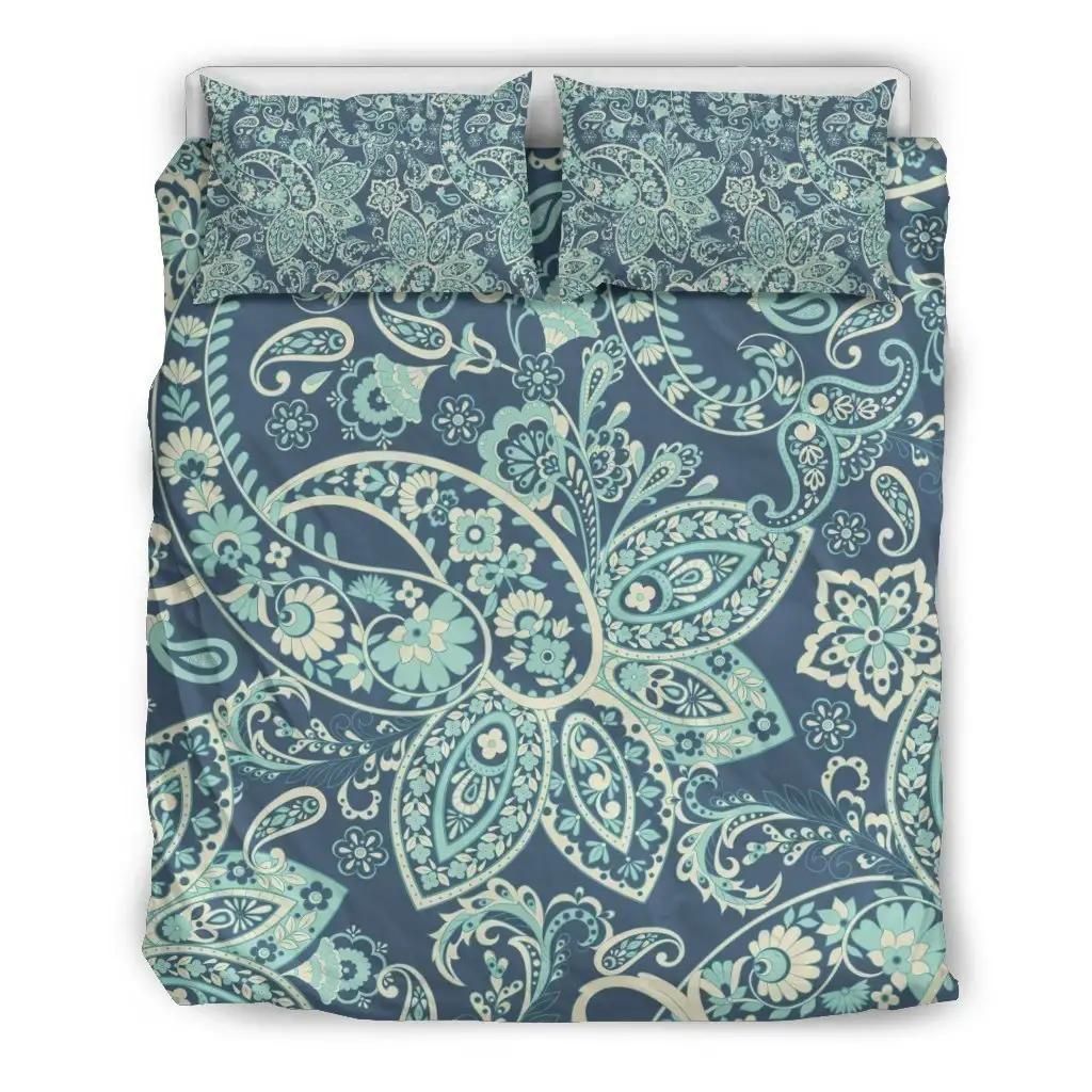 Blue Sky Paisley Bohemian Pattern Print Duvet Cover Bedding Set