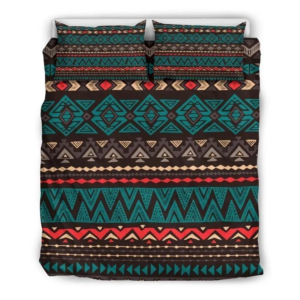 Teal And Brown Aztec Pattern Print Duvet Cover Bedding Set