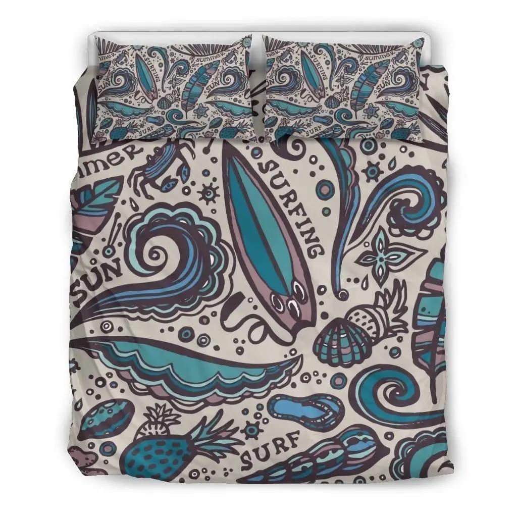 Summer Surfing Pattern Print Duvet Cover Bedding Set