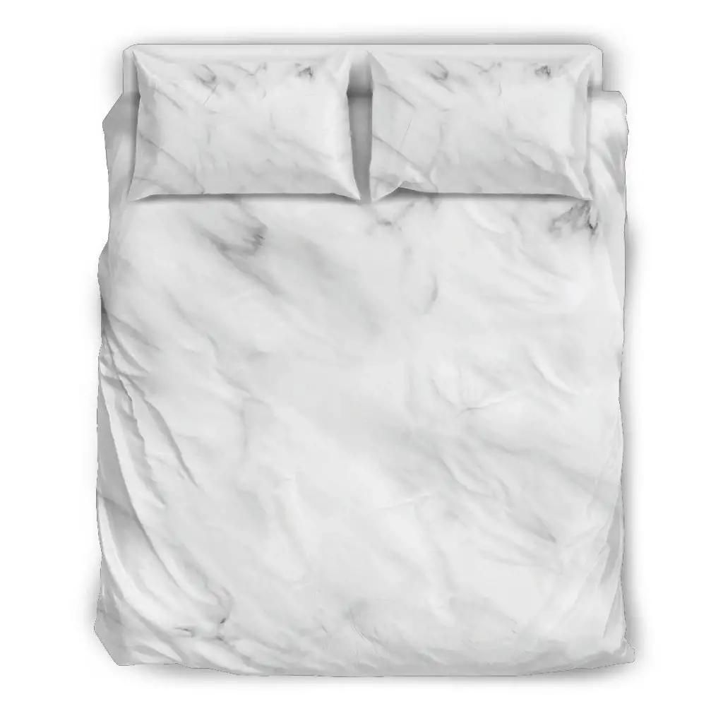 White Marble Print Duvet Cover Bedding Set