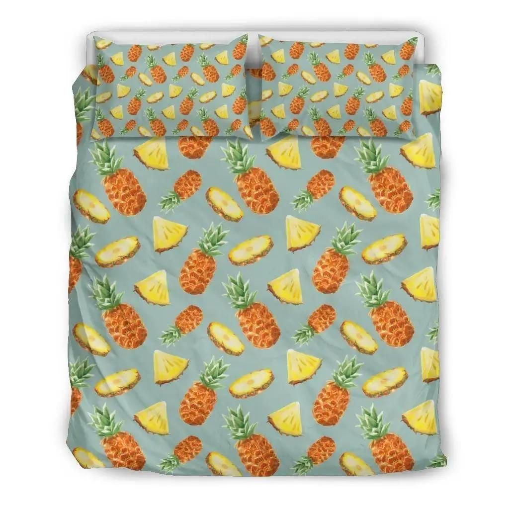 Watercolor Pineapple Pattern Print Duvet Cover Bedding Set
