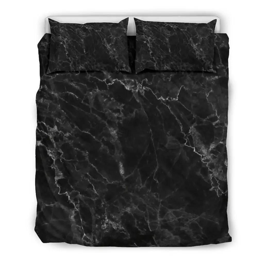 Black White Smoke Marble Print Duvet Cover Bedding Set