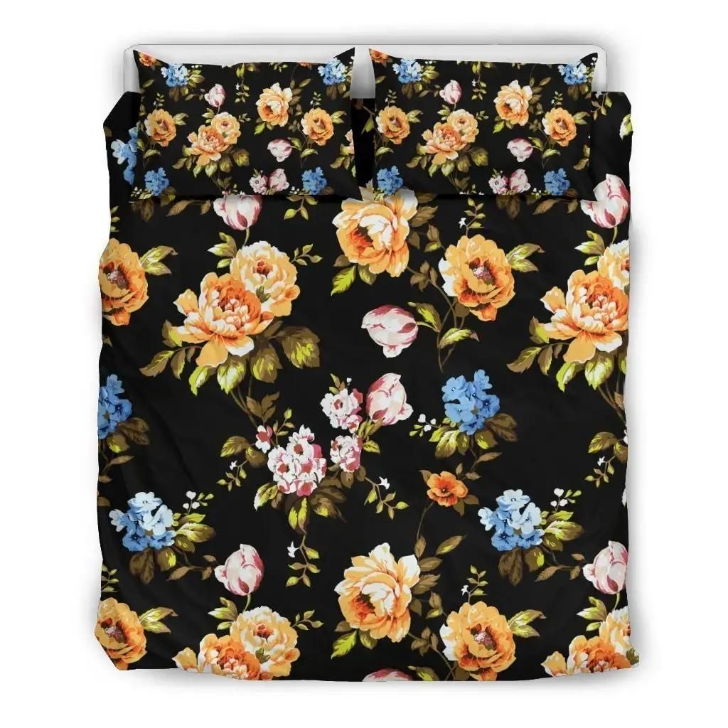 Vintage Floral Flower Pattern Print Duvet Cover Bedding Set