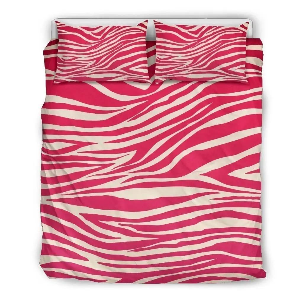 Hot Pink Zebra Pattern Print Duvet Cover Bedding Set