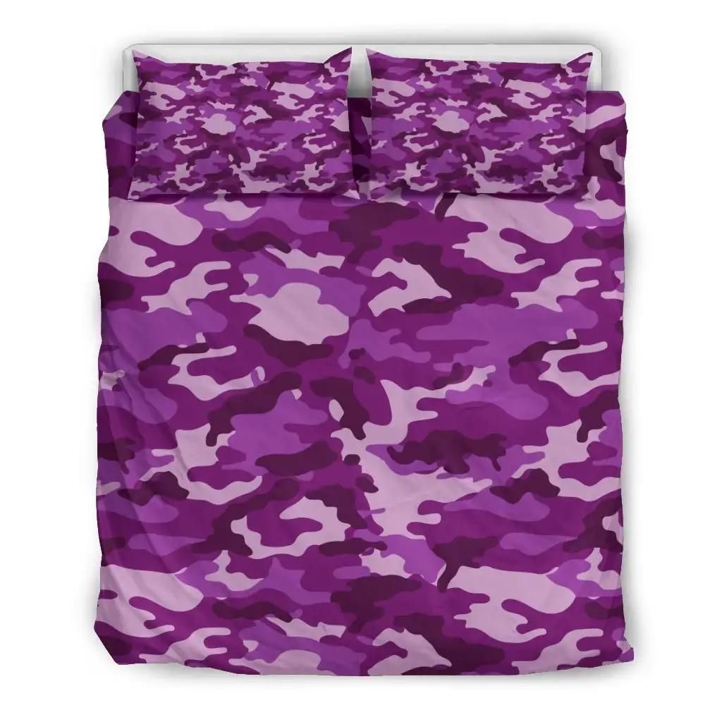 Dark Purple Camouflage Print Duvet Cover Bedding Set
