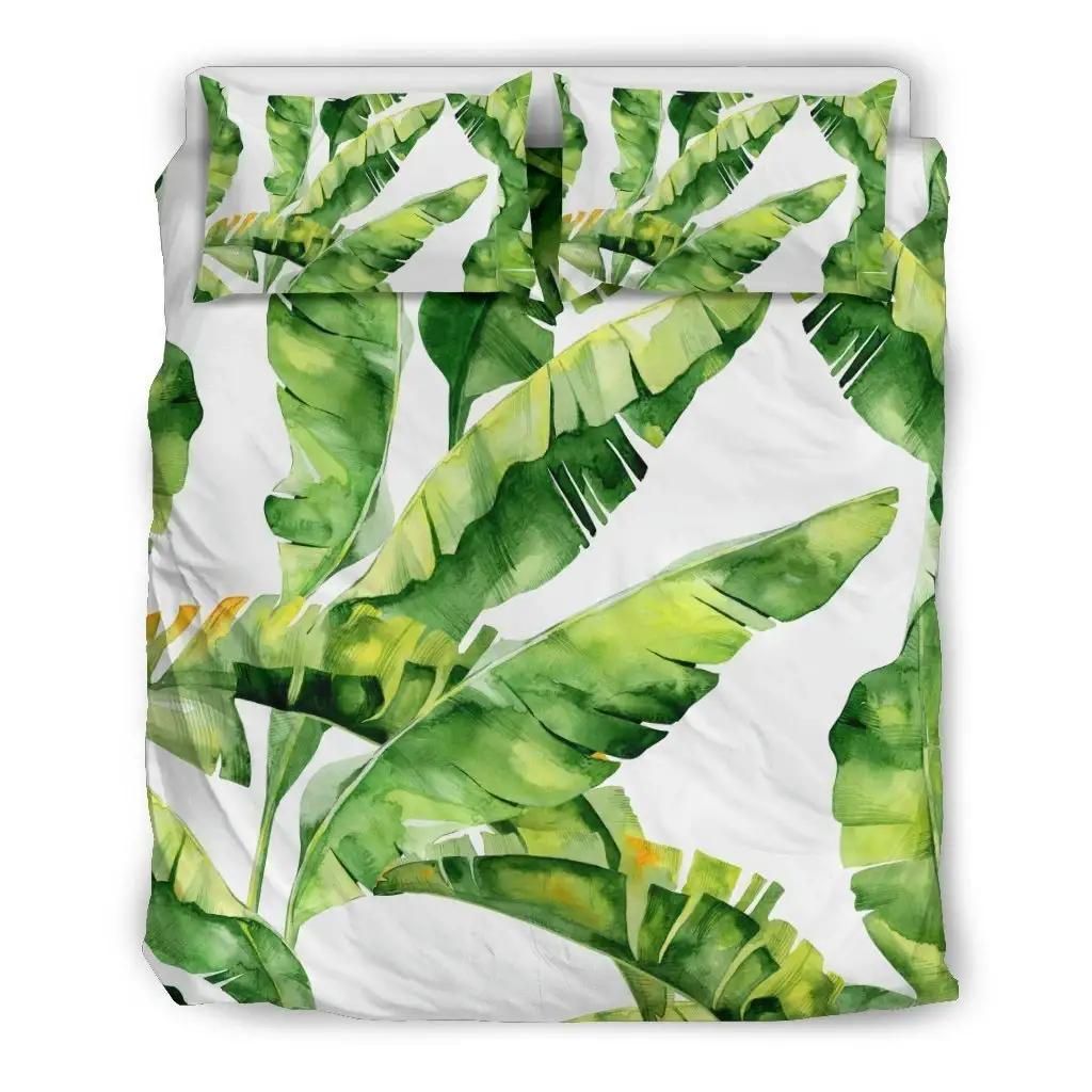 Tropical Banana Leaves Pattern Print Duvet Cover Bedding Set