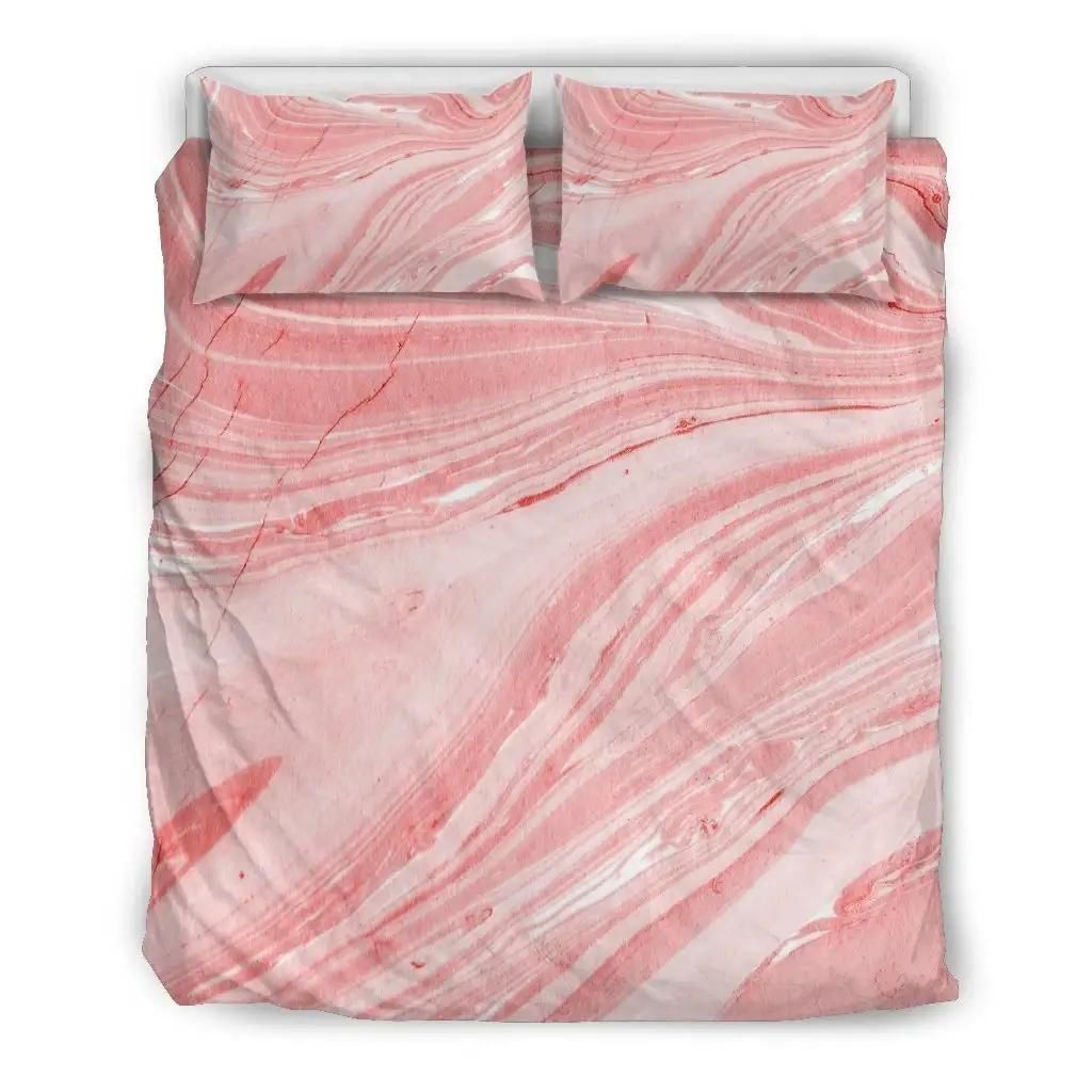Pink Liquid Marble Print Duvet Cover Bedding Set