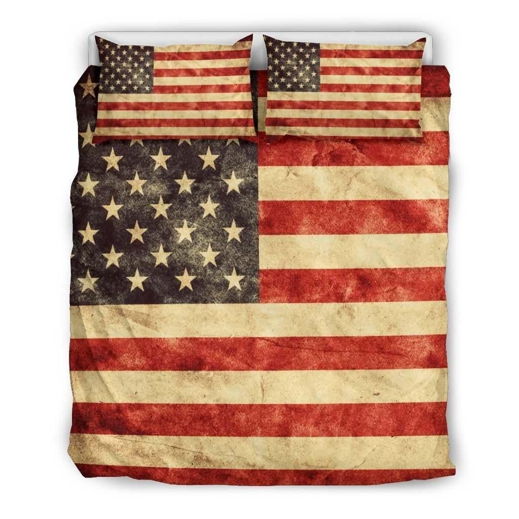 Old American Flag Patriotic Duvet Cover Bedding Set