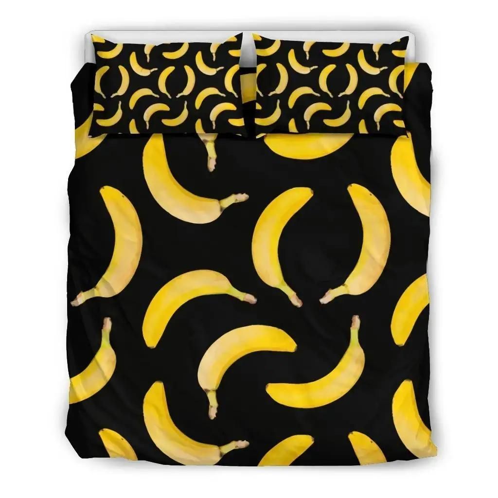 Black Banana Pattern Print Duvet Cover Bedding Set