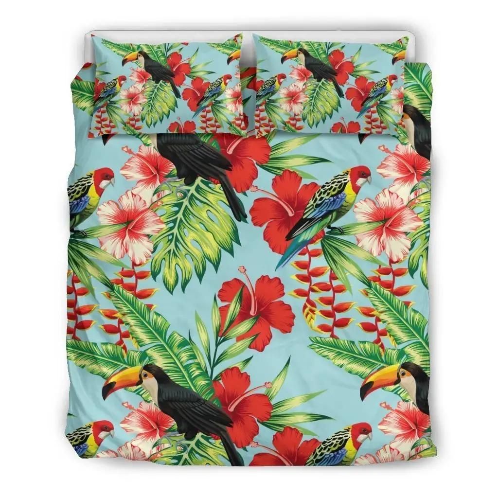Toucan Parrot Tropical Pattern Print Duvet Cover Bedding Set