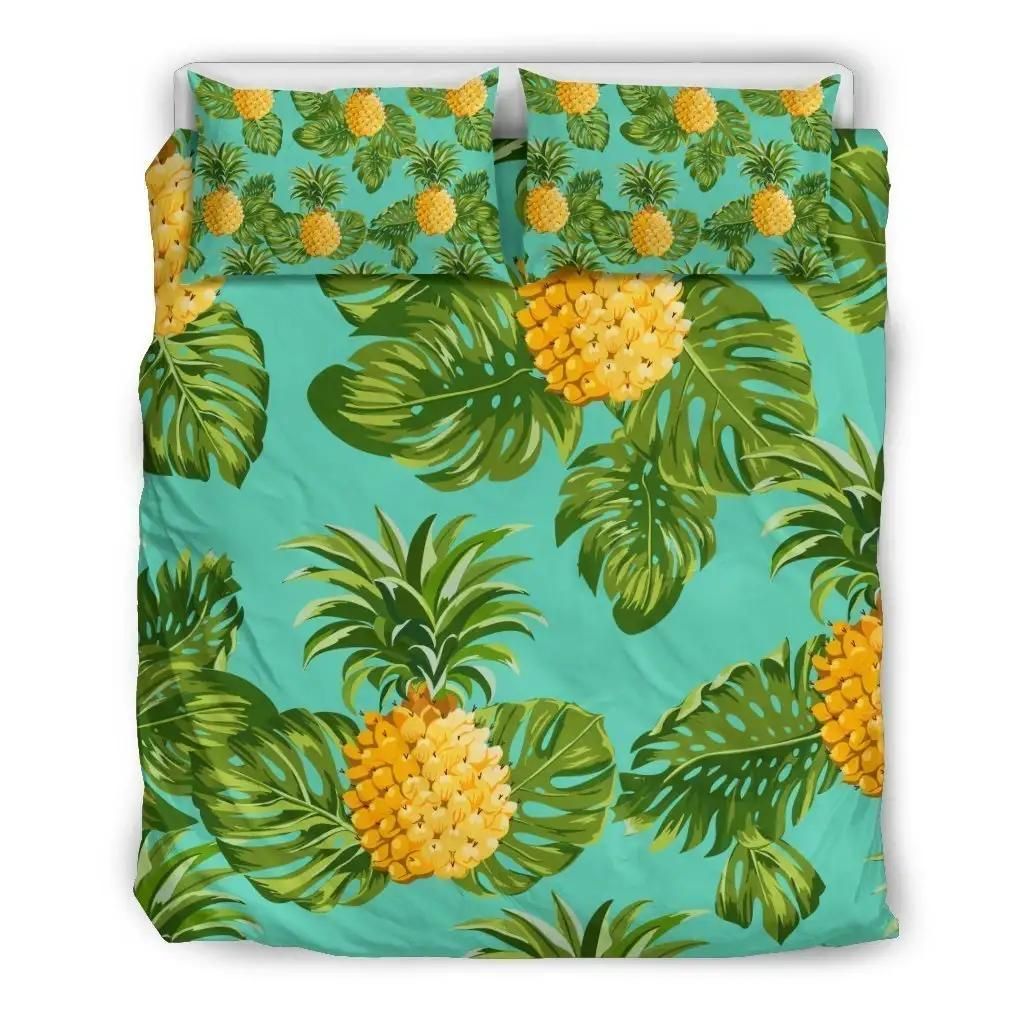 Palm Leaf Pineapple Pattern Print Duvet Cover Bedding Set