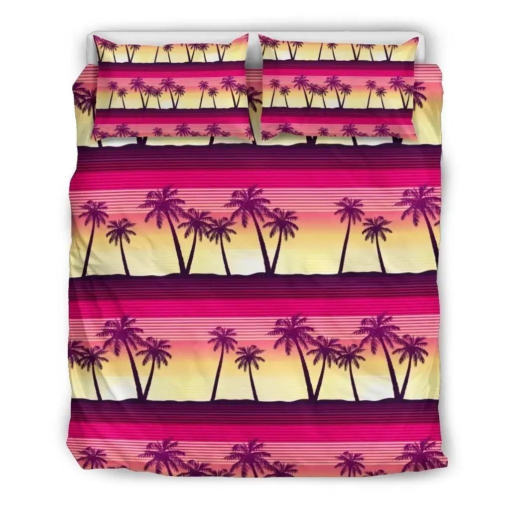 Sunset Palm Tree Pattern Print Duvet Cover Bedding Set