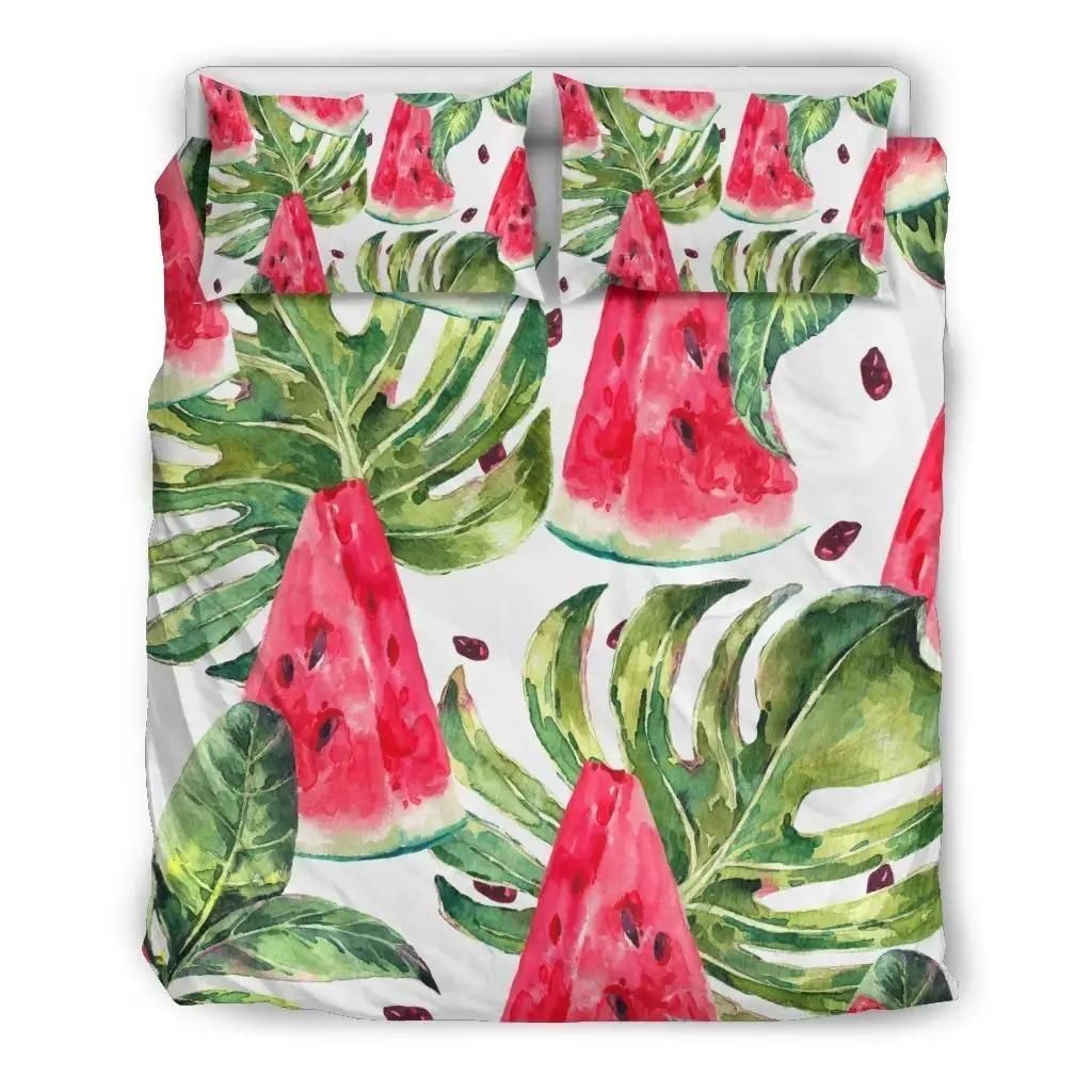 White Tropical Watermelon Pattern Print Duvet Cover Bedding Set