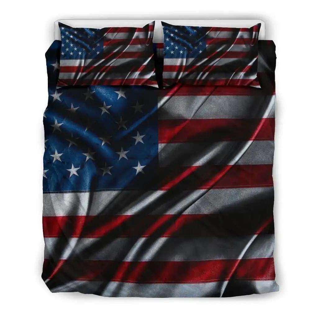Silky American Flag Patriotic Duvet Cover Bedding Set