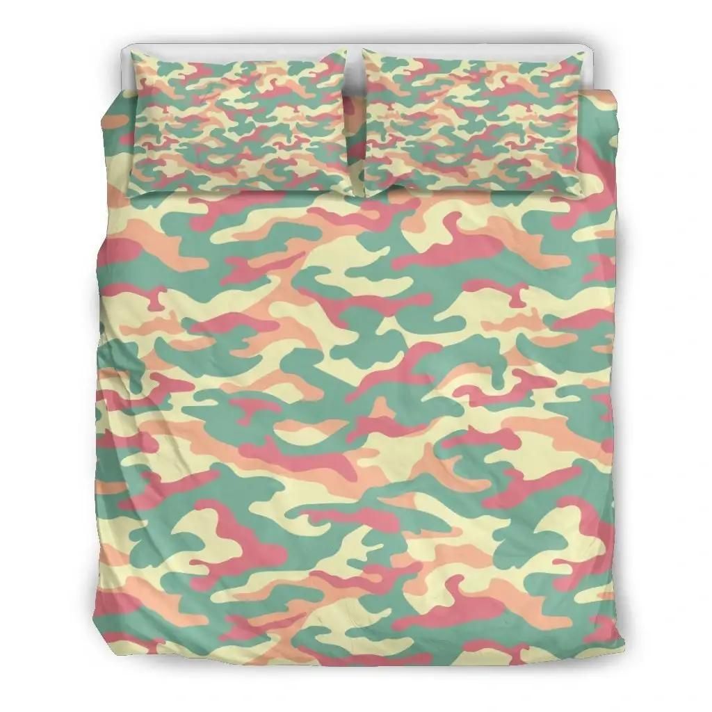 Pastel Camouflage Print Duvet Cover Bedding Set
