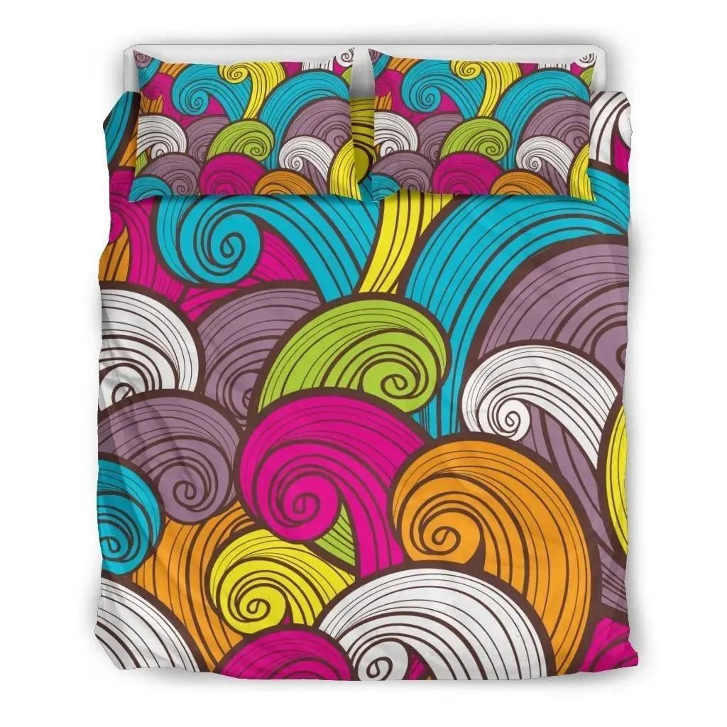 Colorful Surfing Wave Pattern Print Duvet Cover Bedding Set