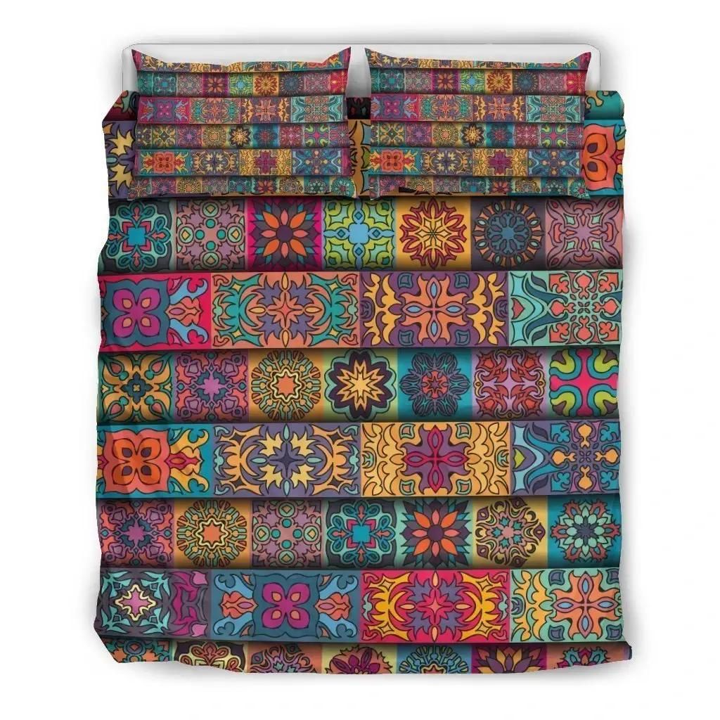 Rectangle Mandala Bohemian Pattern Print Duvet Cover Bedding Set