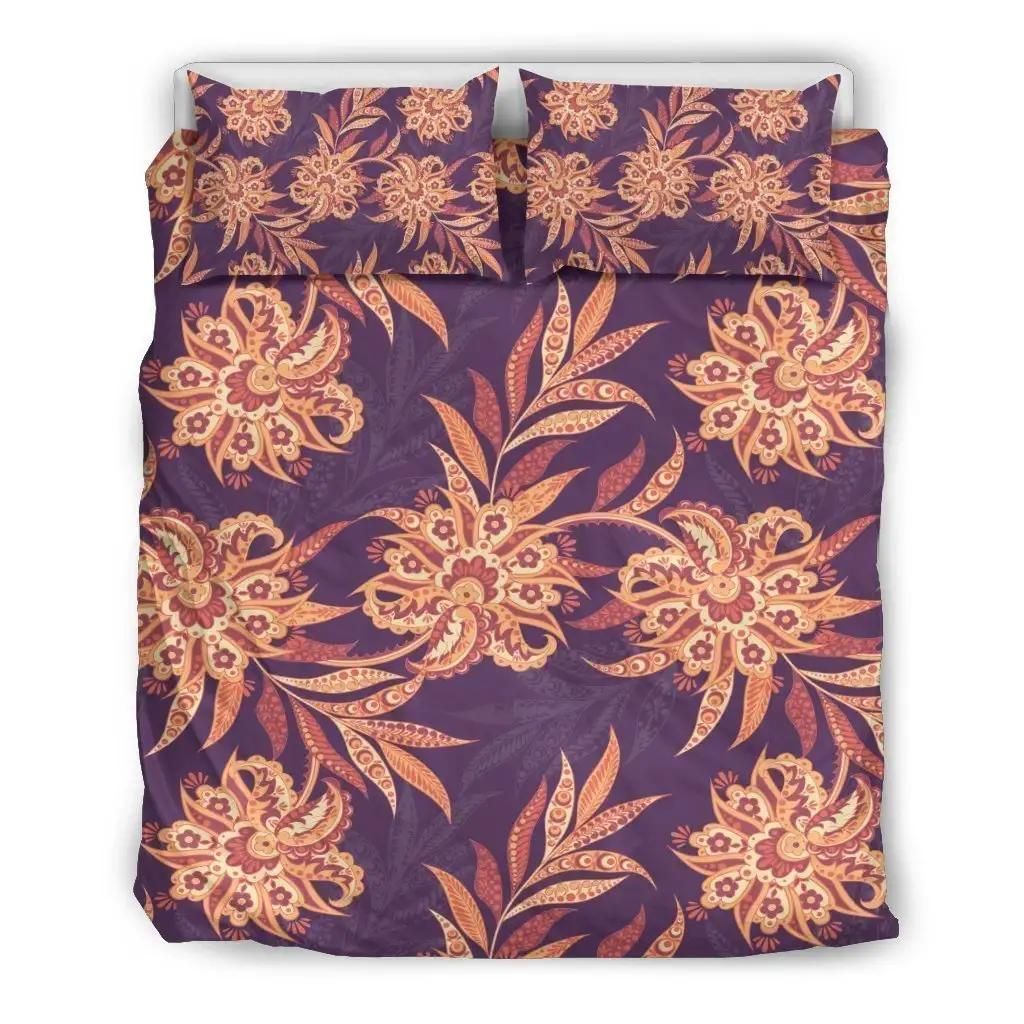 Tangerine Floral Bohemian Pattern Print Duvet Cover Bedding Set