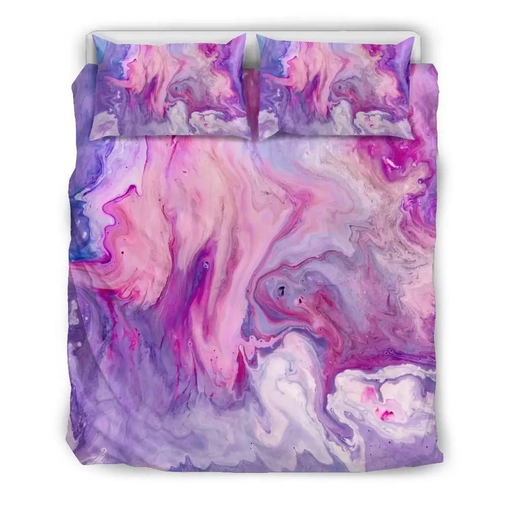 Purple Liquid Marble Print Duvet Cover Bedding Set