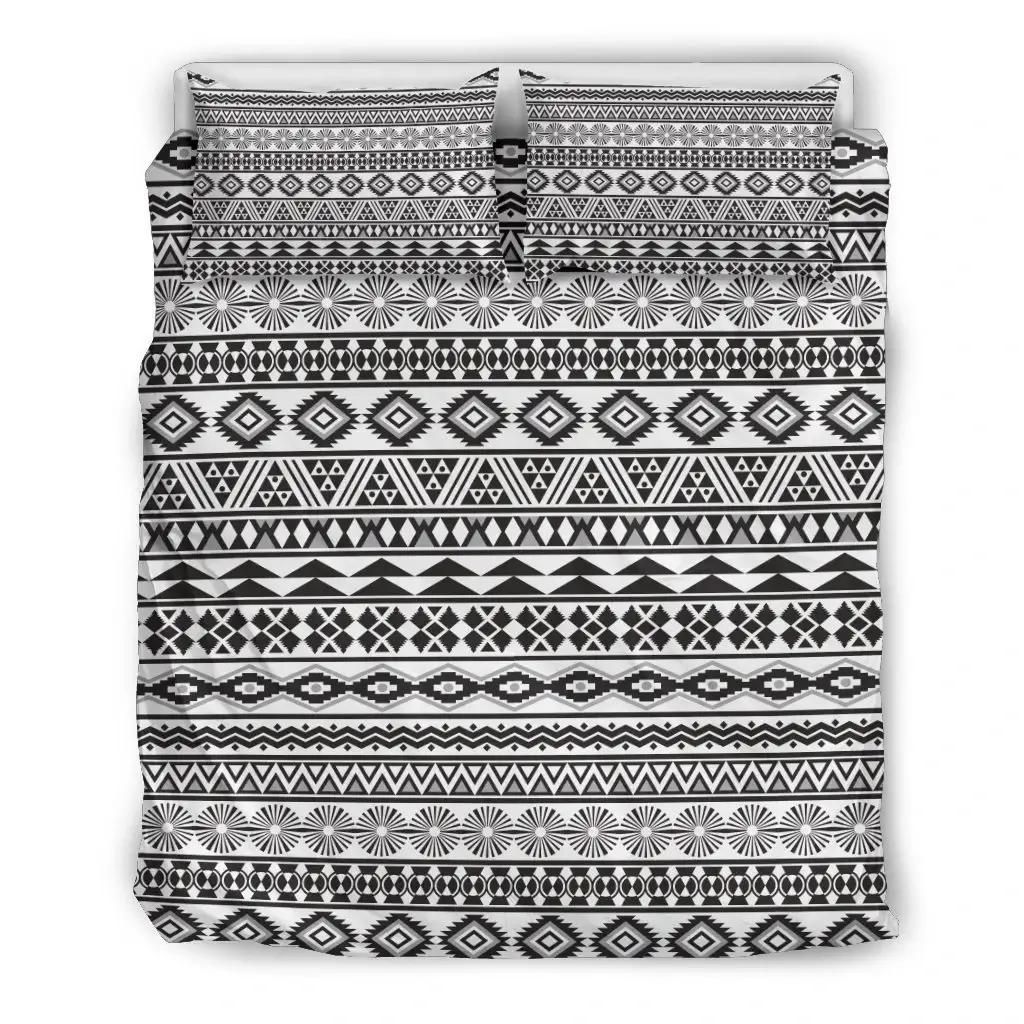 White And Grey Aztec Pattern Print Duvet Cover Bedding Set