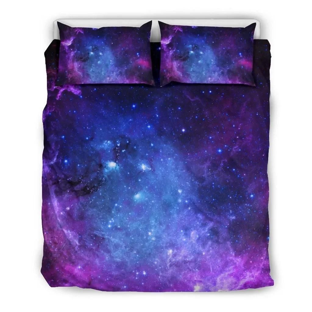 Purple Galaxy Space Blue Starfield Print Duvet Cover Bedding Set