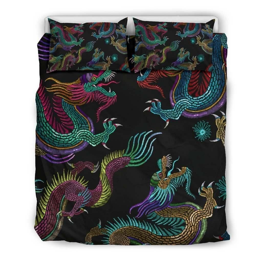 Chinese Dragon Pattern Print Duvet Cover Bedding Set