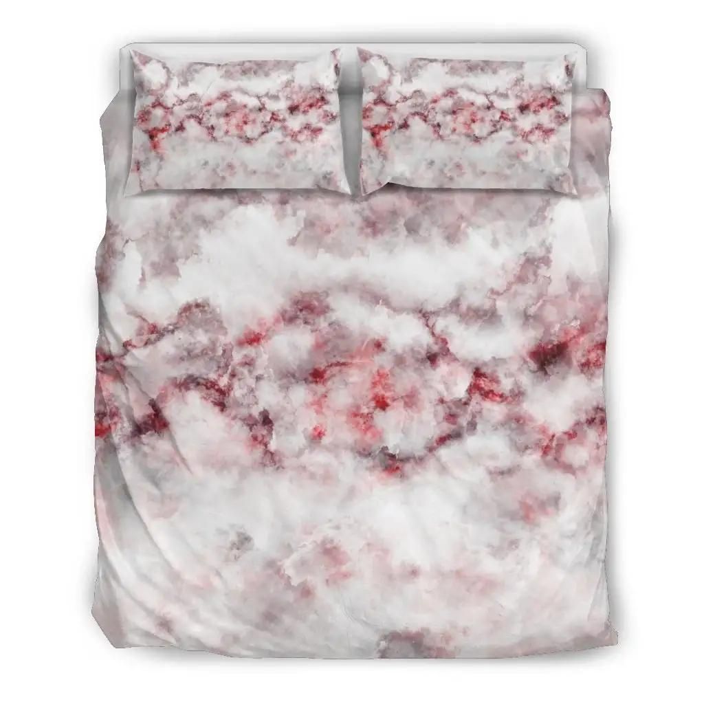 White Ruby Marble Print Duvet Cover Bedding Set