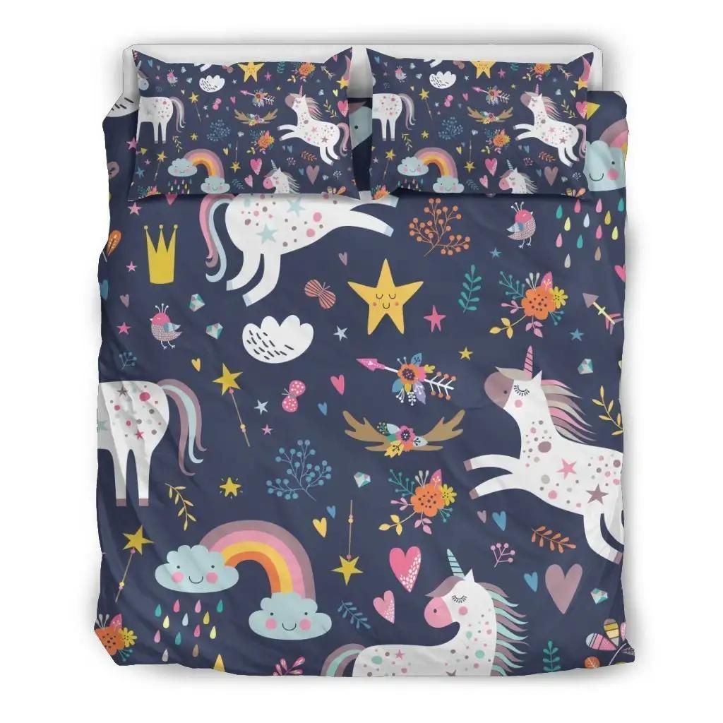 Unicorn Dream Cartoon Pattern Print Duvet Cover Bedding Set