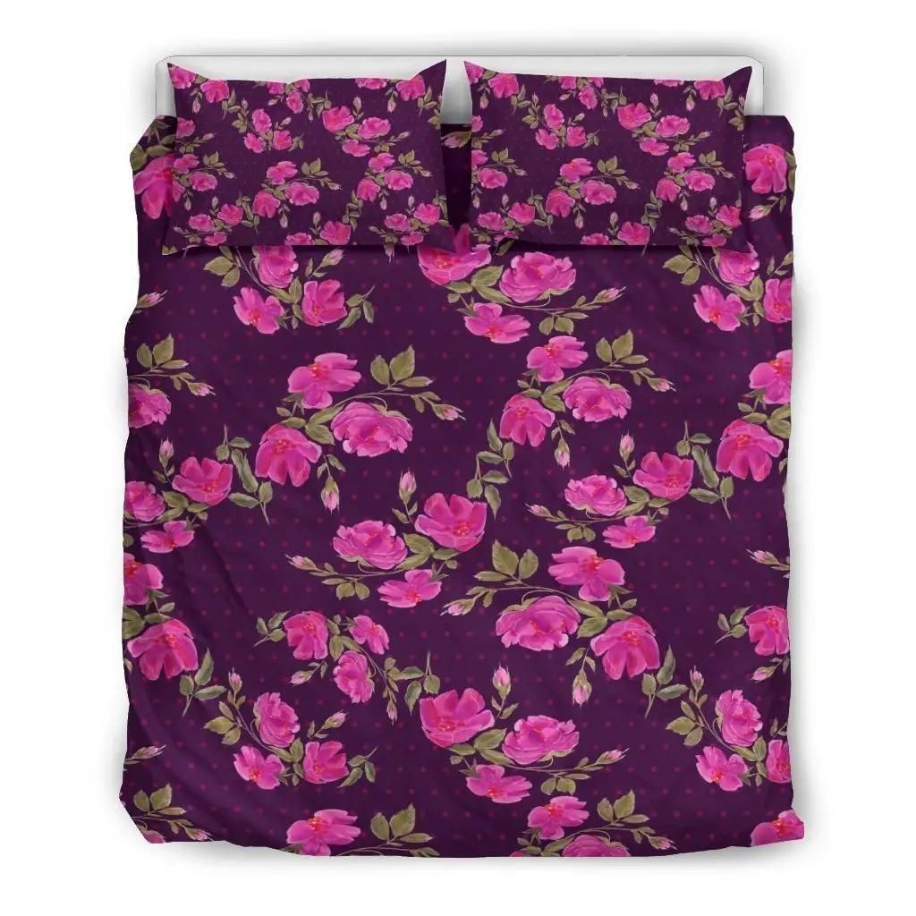 Purple Floral Flower Pattern Print Duvet Cover Bedding Set
