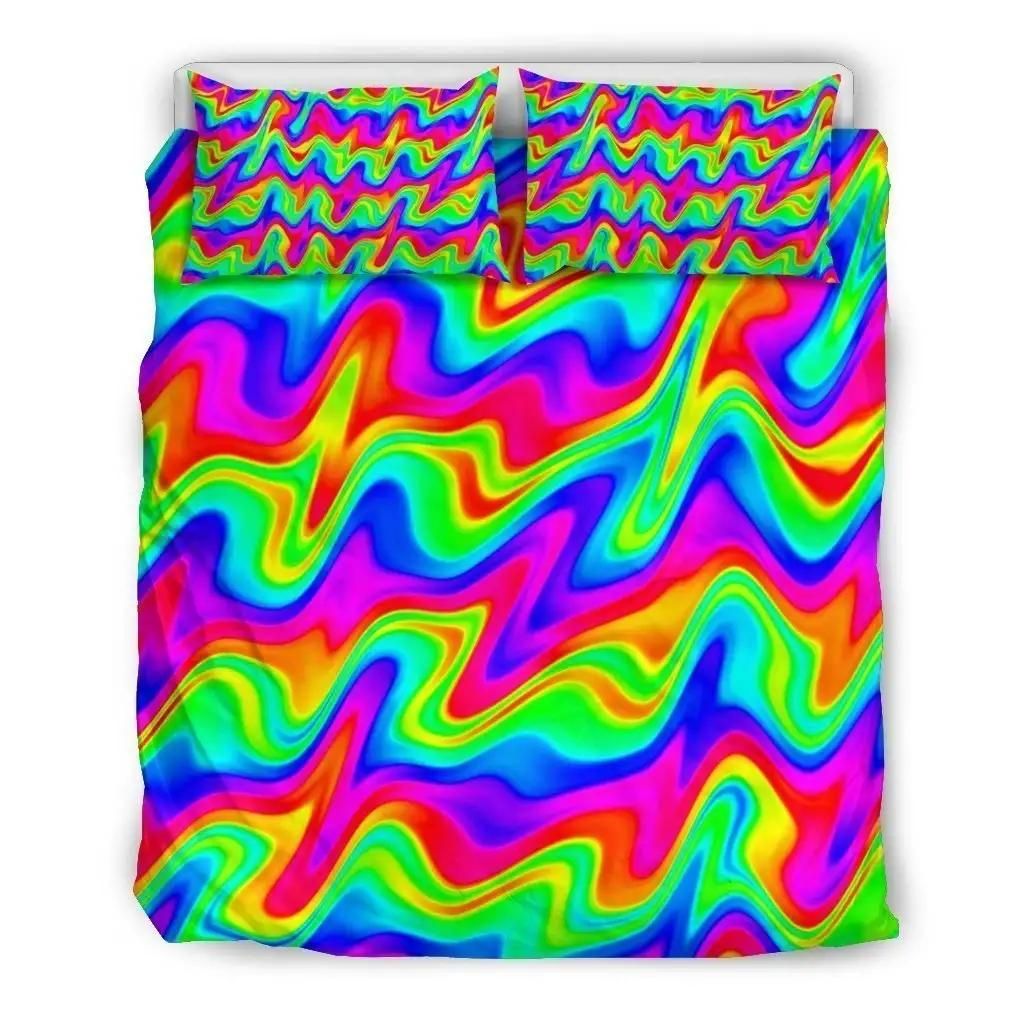Psychedelic Rainbow Trippy Print Duvet Cover Bedding Set