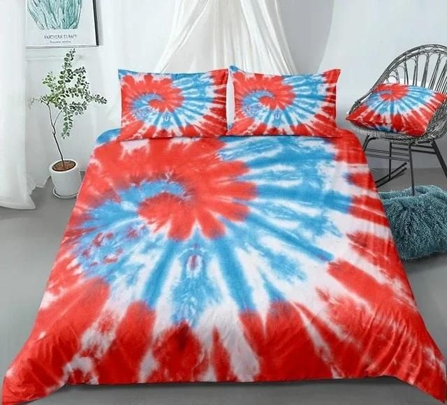 White and Blue Tie Dyed Bedding Set Duvet Cover