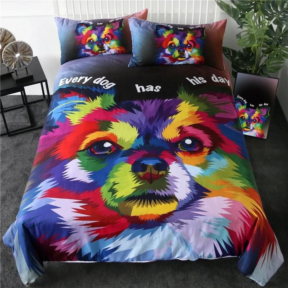Watercolor Art Dog Bedding Set Duvet Cover