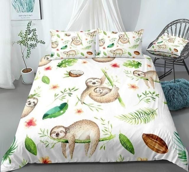 Watercolor Boho Tropical Bedding Set Duvet Cover