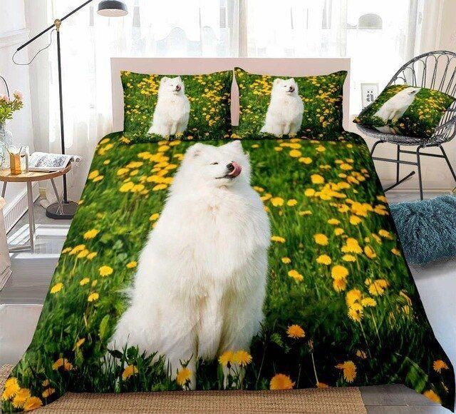 Samoyed Dog Smiling Bedding Set Duvet Cover PAN