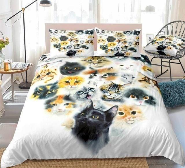 Watercolor Lovely Cats Bedding Set Duvet Cover