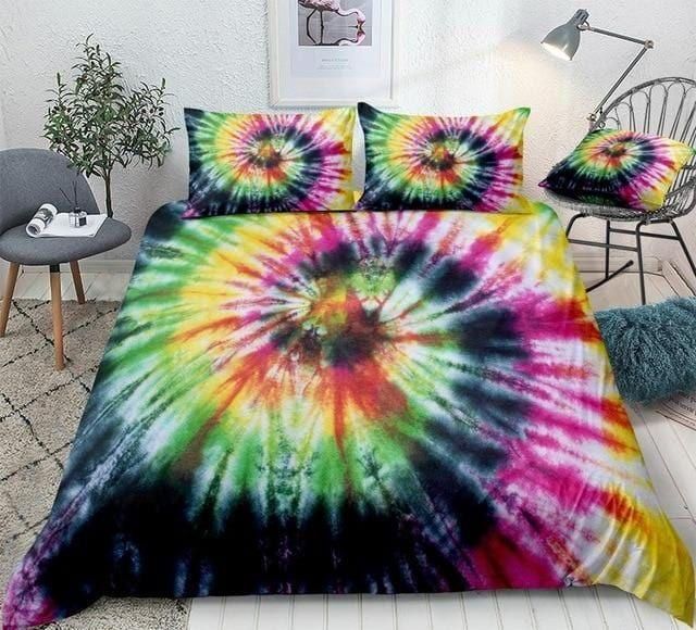 Tie Dyed Yellow Green Bedding Set Duvet Cover