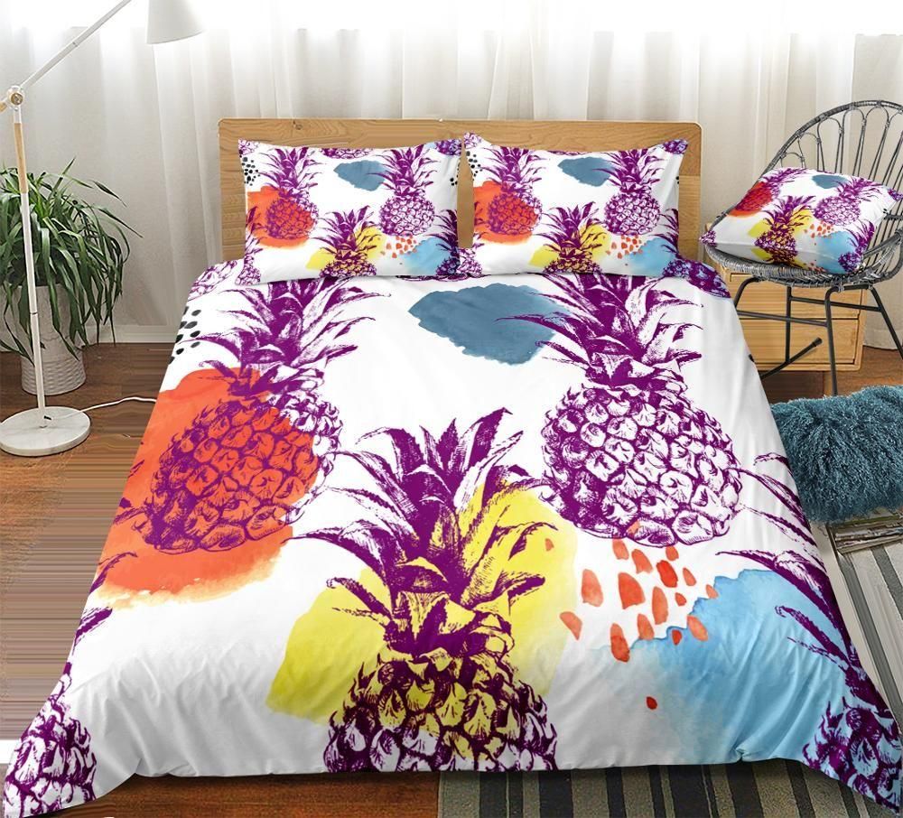 Purple Pineapple Bedding Set Duvet Cover