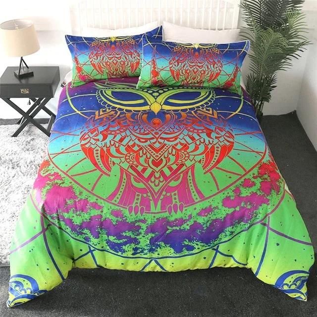 Rainbow Owl Bedding Set Duvet Cover