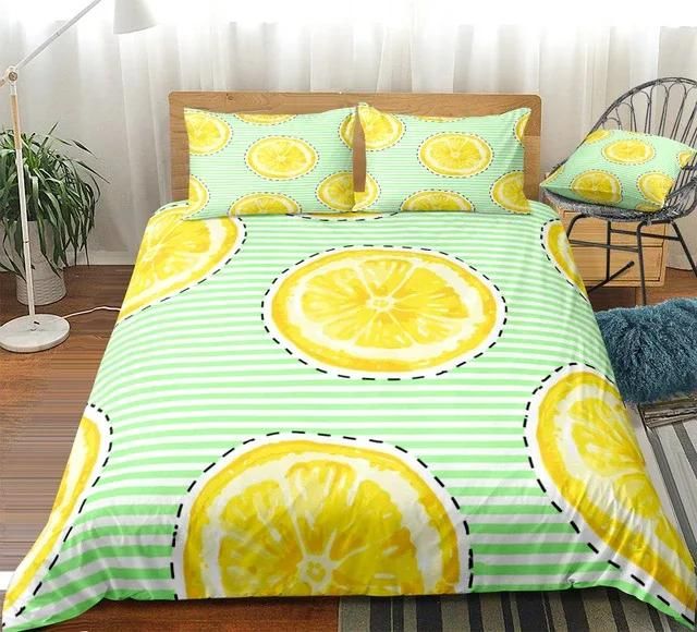 Striped Lemons Bedding Set Duvet Cover