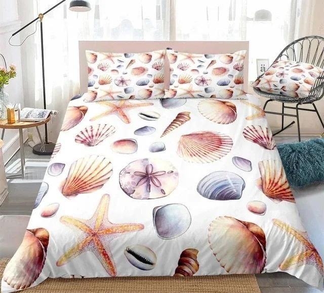 Shells and Starfish Ocean Bedding Set Duvet Cover