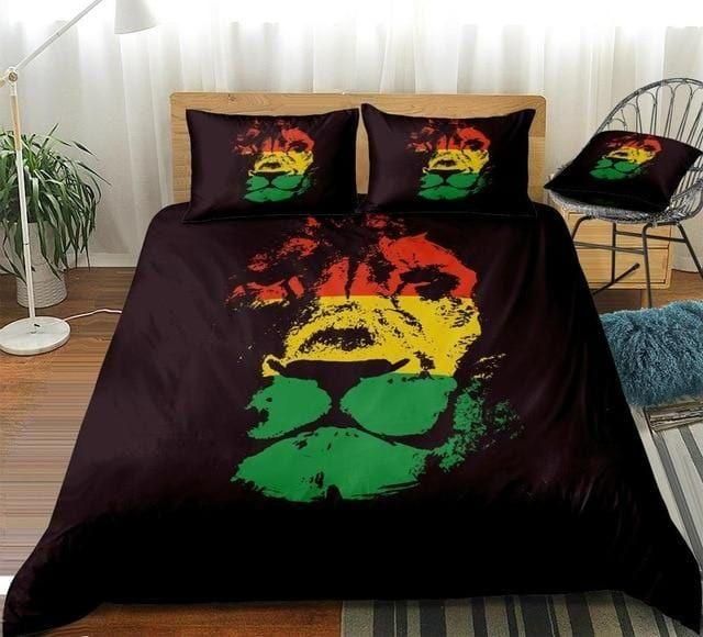 Red Yellow Green Lion Head Bedding Set Duvet Cover