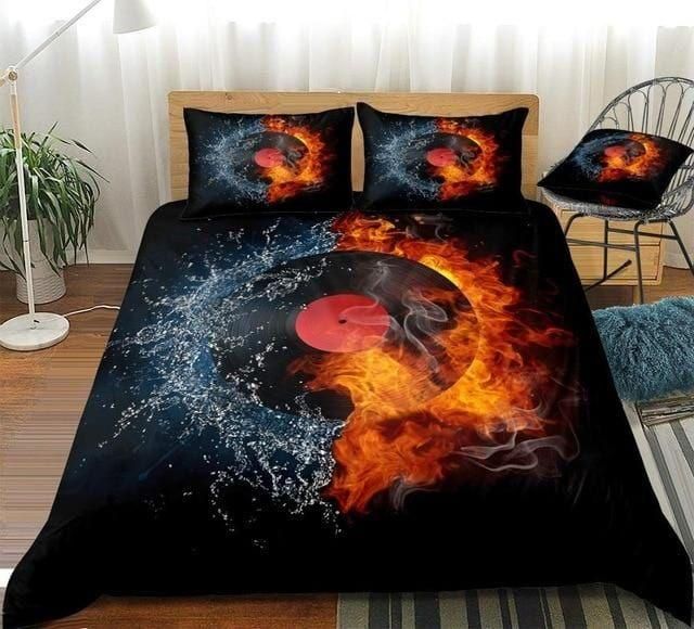 Record on Fire Water Bedding Set Duvet Cover