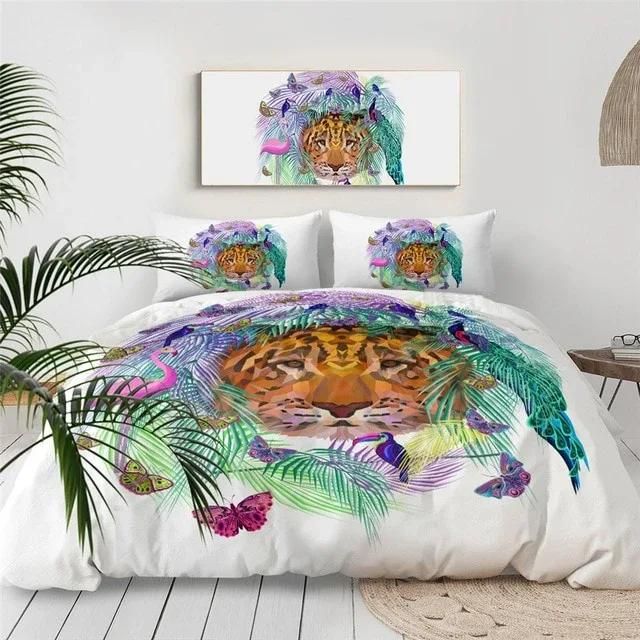 Tiger And Butterflies Bedding Set Duvet Cover